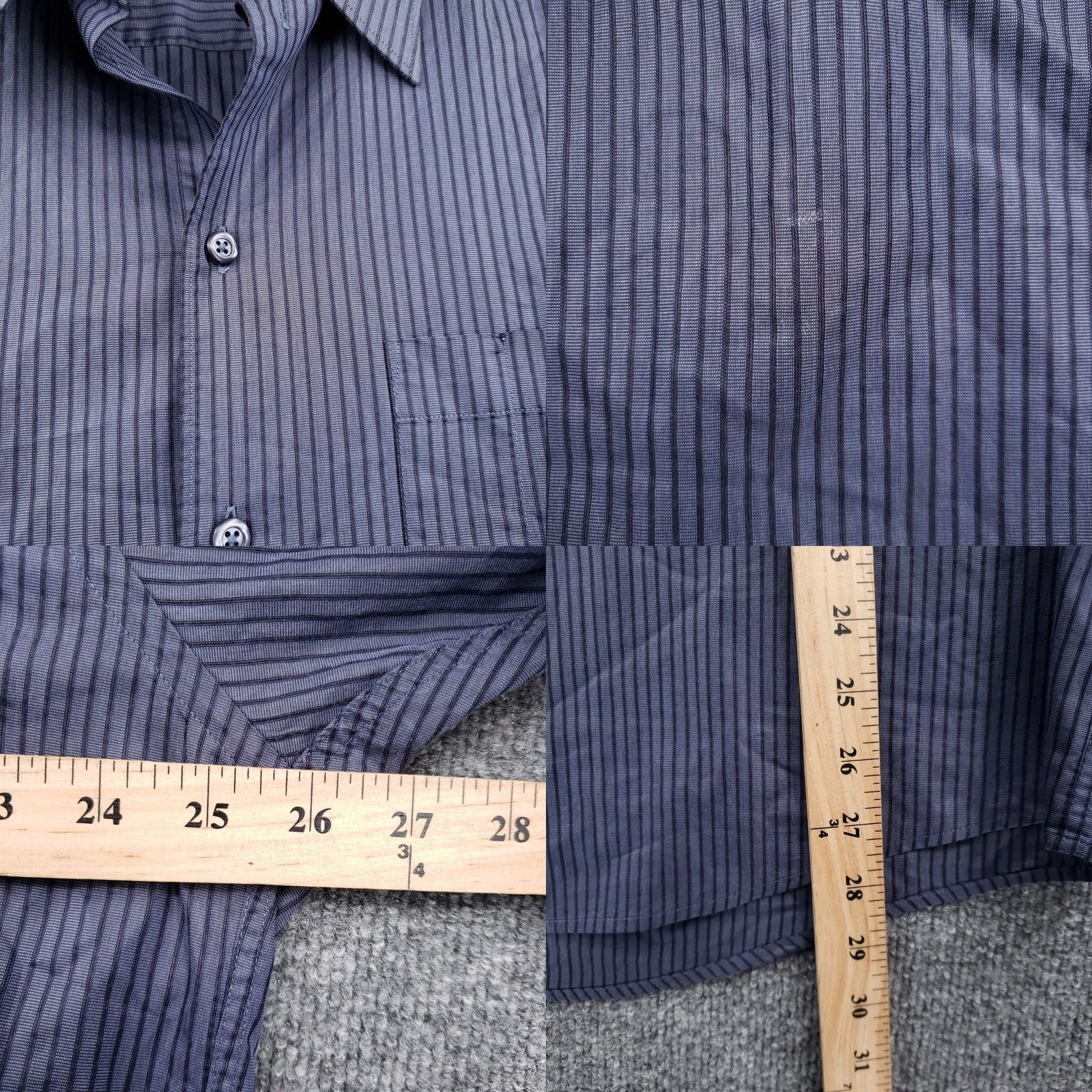 Kenneth Cole Kenneth Cole Dress Shirt 17 Blue Stripe Long Sleeve Button Up Collared Mens Size 46R - 8 Thumbnail