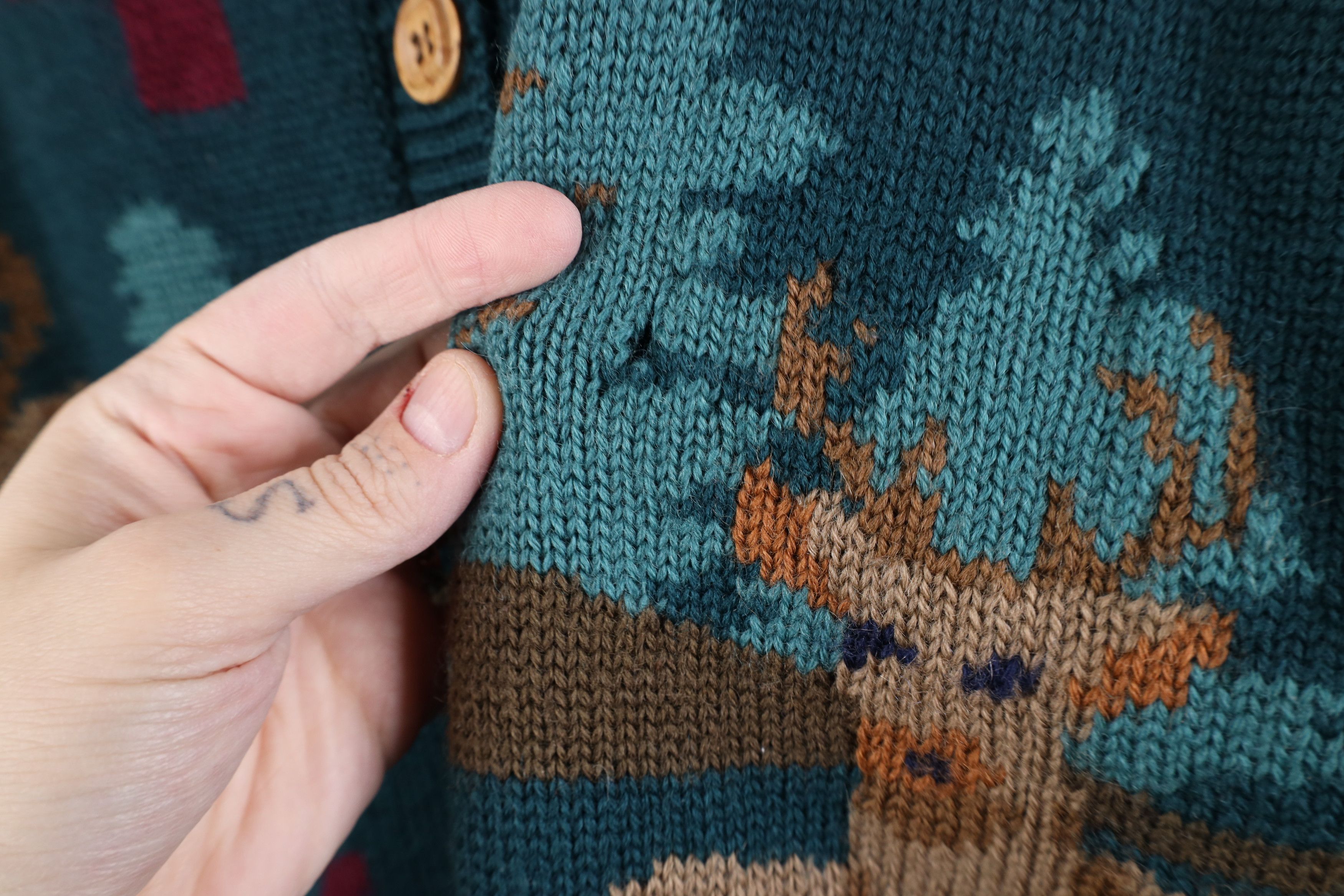 Vintage Vintage 90s Streetwear Deer Buck Wool Knit Cardigan Sweater Size M / US 6-8 / IT 42-44 - 8 Thumbnail