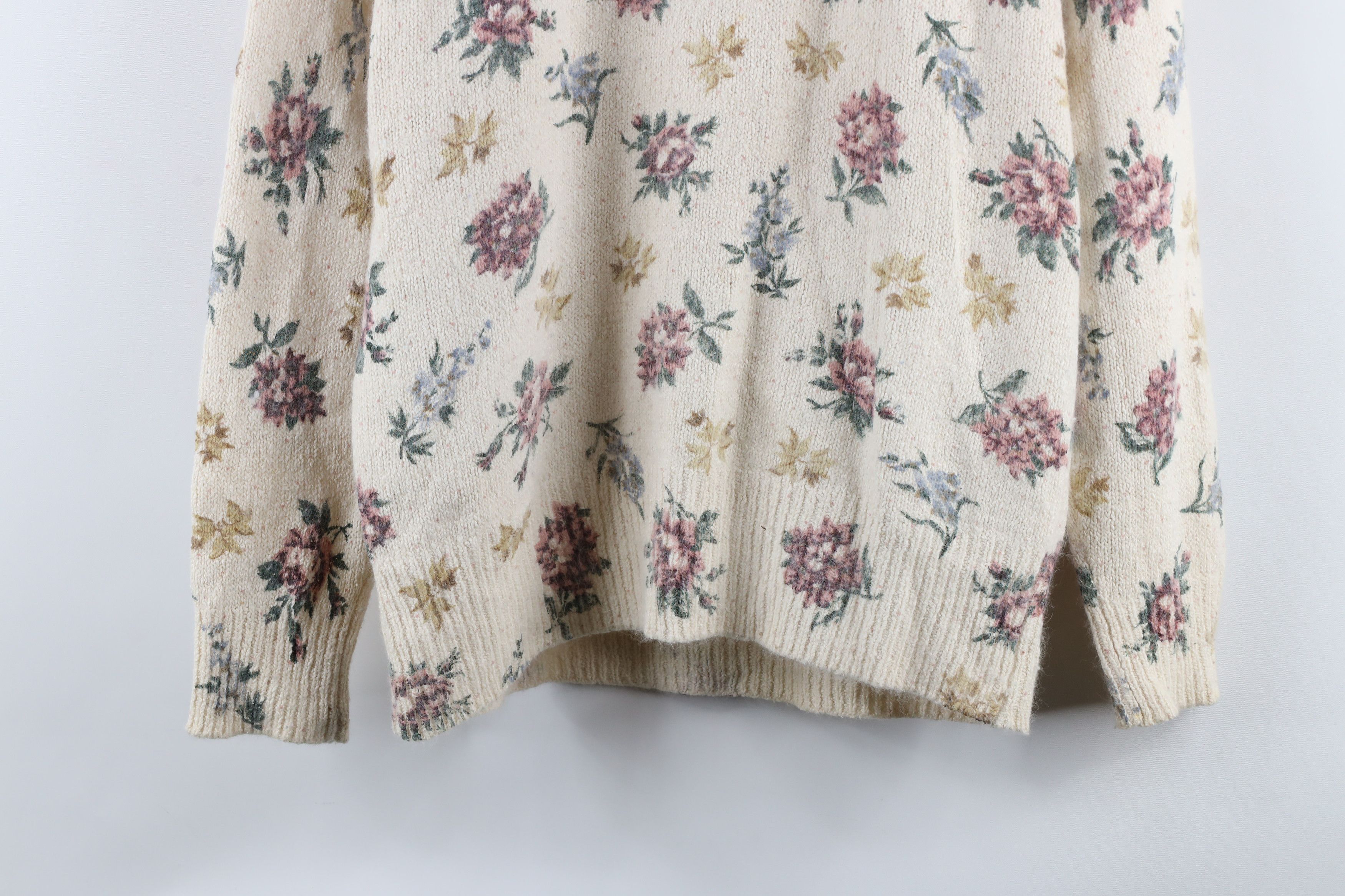 Vintage Vintage 90s Country Primitive Wool Knit Flower Sweater Size M / US 6-8 / IT 42-44 - 3 Thumbnail