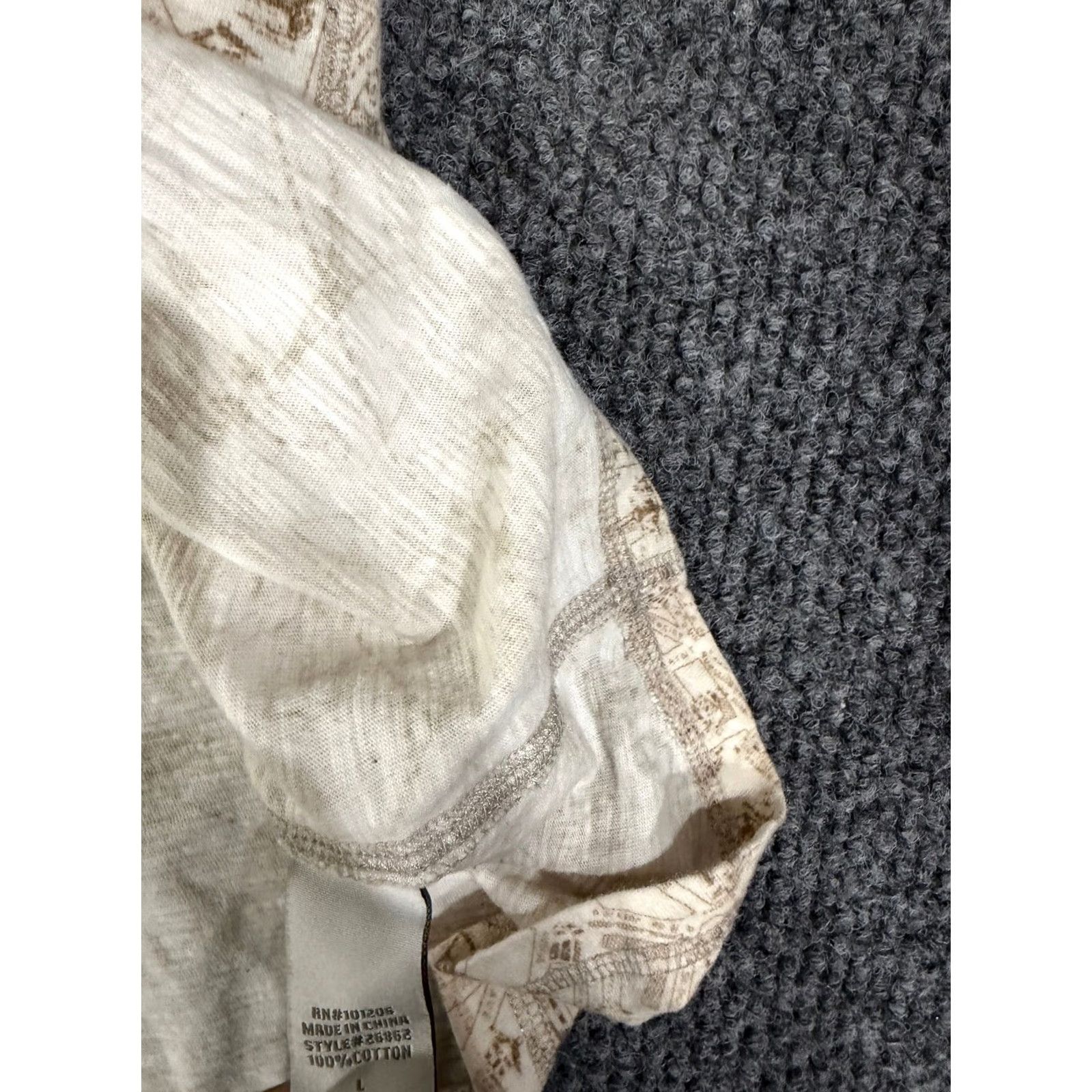 Soft Surroundings Soft Surroundings Shirt Womens L Geometric Embroidered Round Neck Long Sleeve Casual Tunic Beige Logo no holes or tears Size L / US 10 / IT 46 - 5 Thumbnail