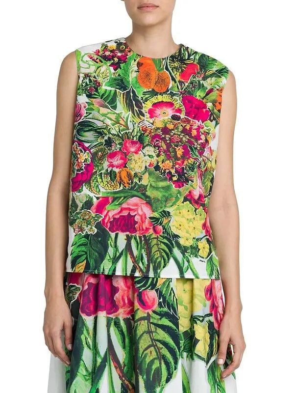 Marni oc11z0525 Sleeveless Floral Crop Top in Multicolor Size XL / US 12-14 / IT 48-50 - 3 Thumbnail