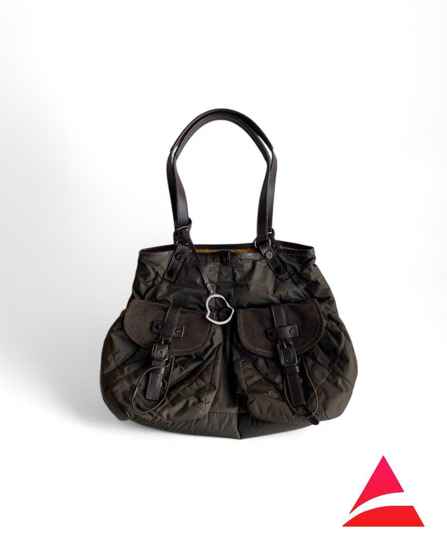 Moncler Moncler - Charm Tote Handbag Vintage Brown Nylon Leather Size ONE SIZE - 1 Thumbnail