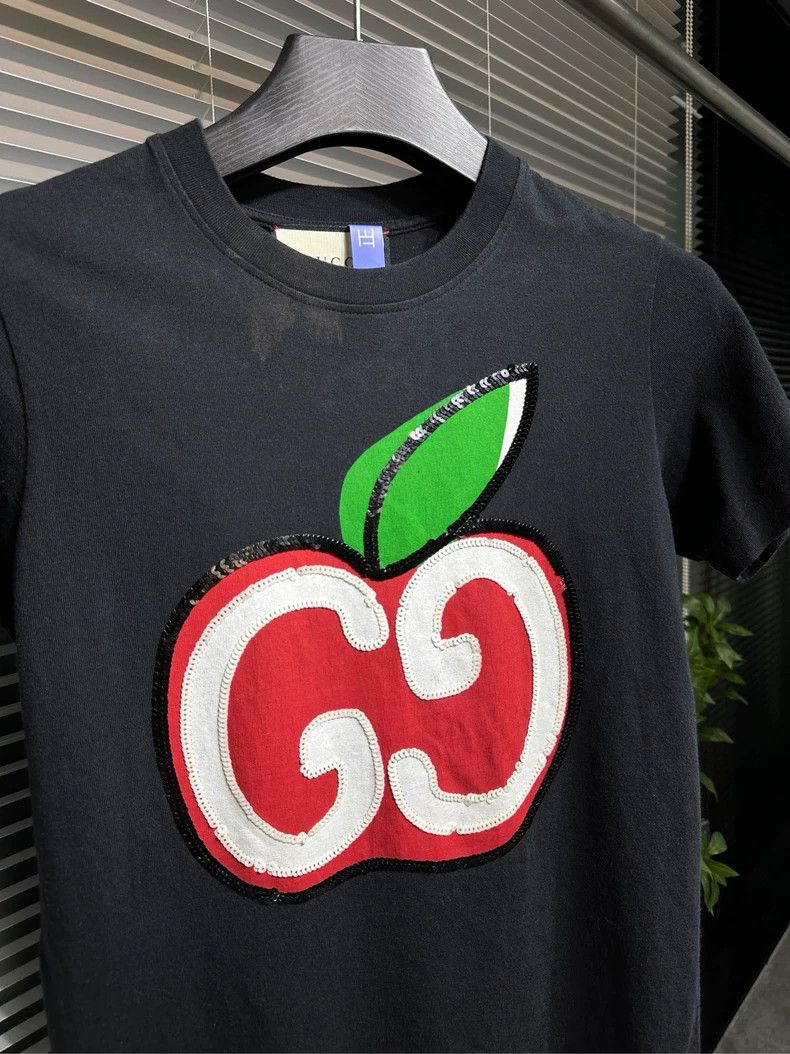 Gucci Gucci GG Apple Printed Short Sleeve Black Round Neck Pullov Size US XS / EU 42 / 0 - 3 Thumbnail