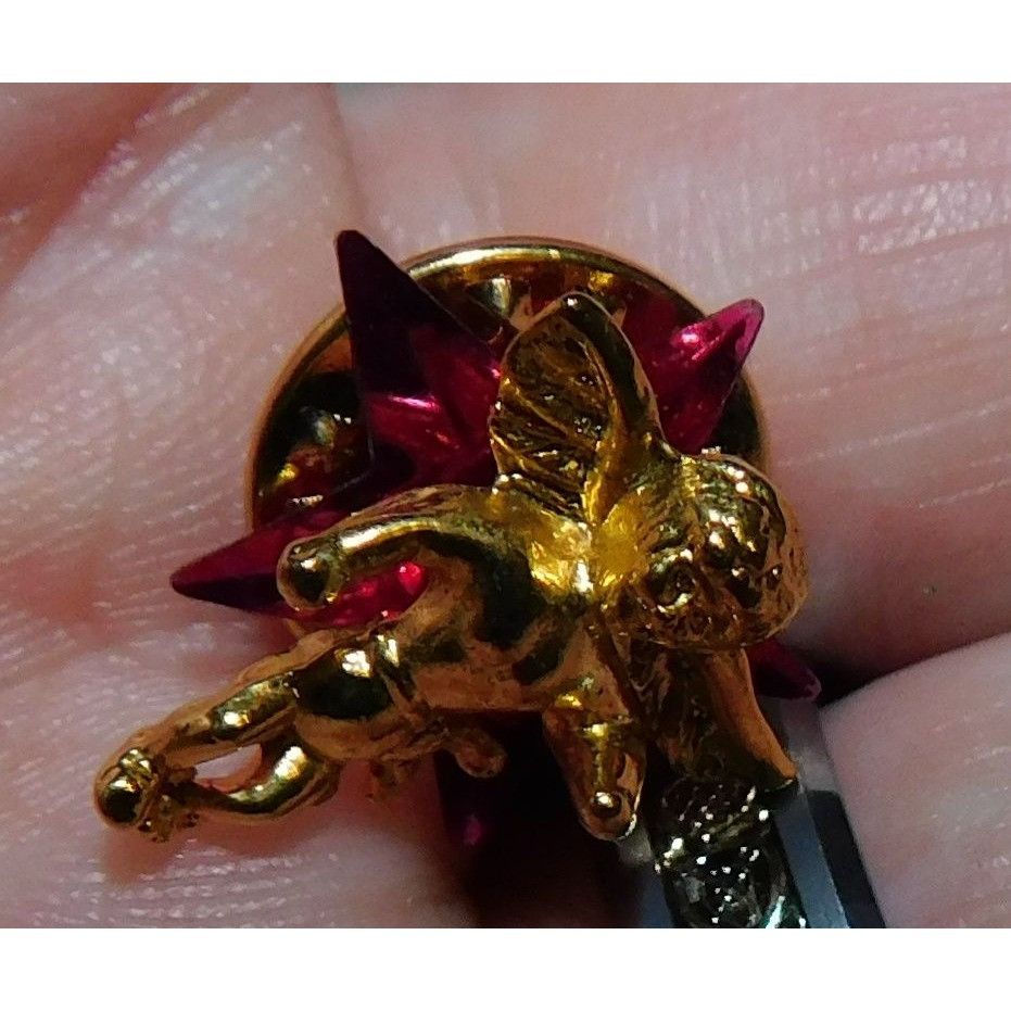 Other Vintage Cherub Angel Lapel Pin Gold Tone With Pink Star Sequ Size ONE SIZE - 2 Thumbnail