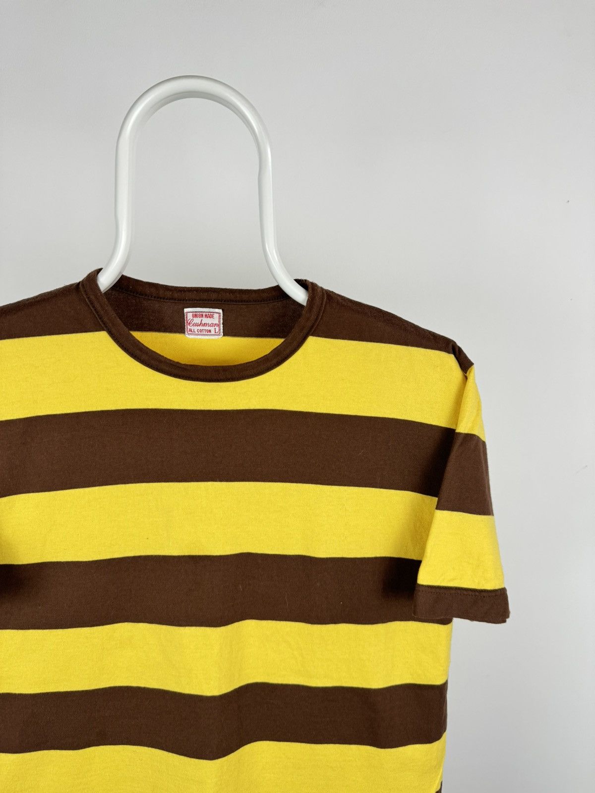 Cushman Vintage Cushman Union Made Striped Yellow Brown Tee Size US L / EU 52-54 / 3 - 2 Thumbnail