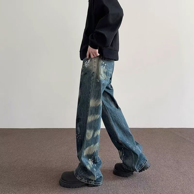 Vintage Washed distressed ink-splatter tie-dyed jeans Size US 32 / EU 48 - 3 Thumbnail