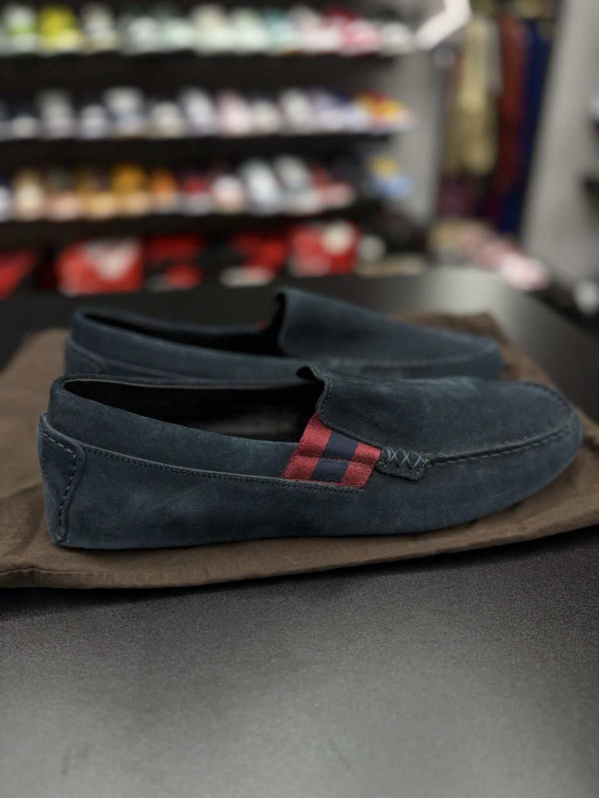 Gucci Gucci Men Blue Suede Slip On Loafer Shoe $1075 9.5G/10US Size US 10 / EU 43 - 5 Thumbnail