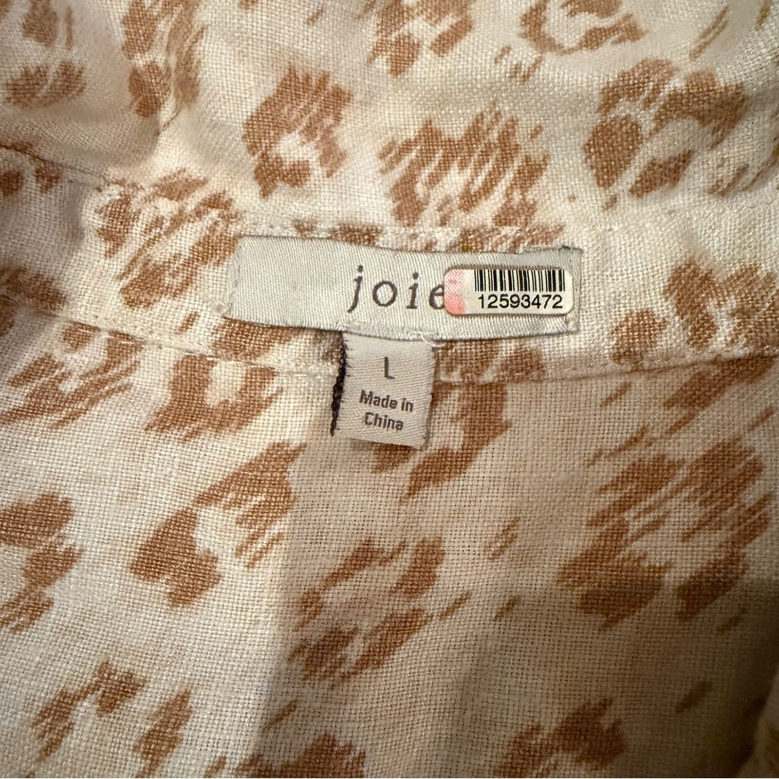 Joie Joie Coady 100% Linen Leopard Animal Print Midi Dress Sz L Size L / US 10 / IT 46 - 6 Thumbnail