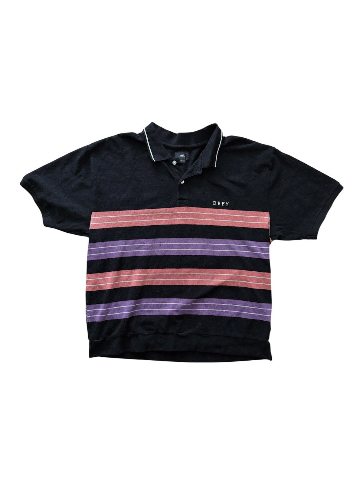 Obey Obey Striped Polo Shirt Size US L / EU 52-54 / 3 - 1 Thumbnail