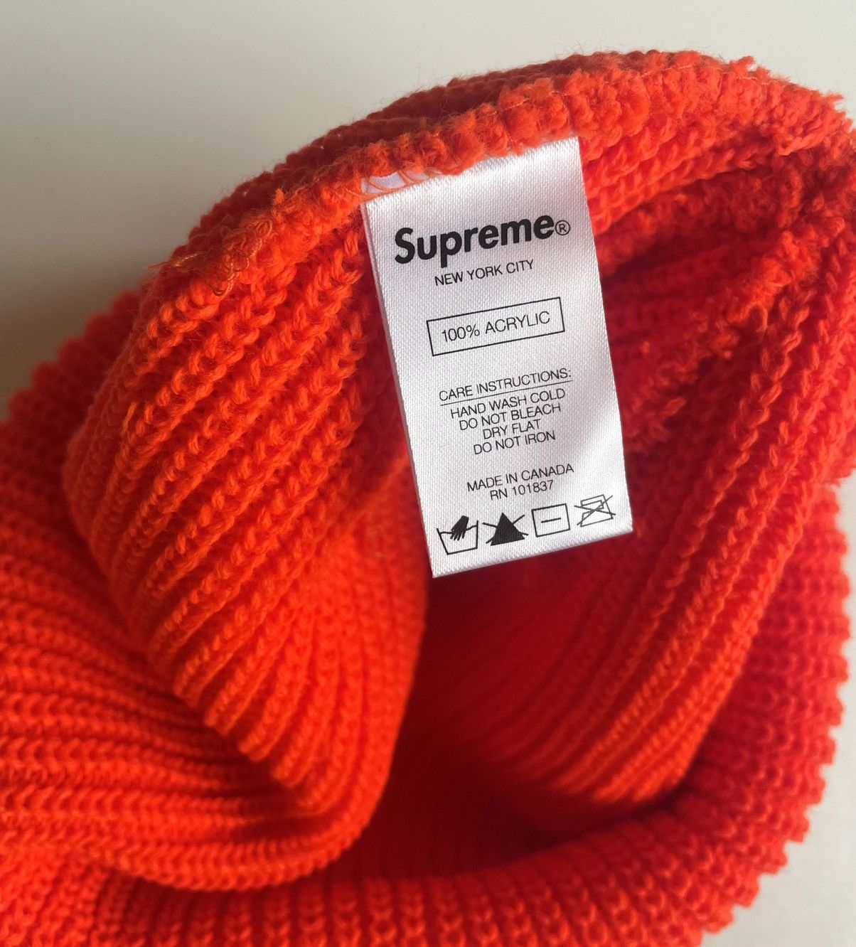 Supreme Supreme (SMALL DEFECT) FW20 Loose Gauge Beanie BRIGHT ORANGE Size ONE SIZE - 3 Thumbnail