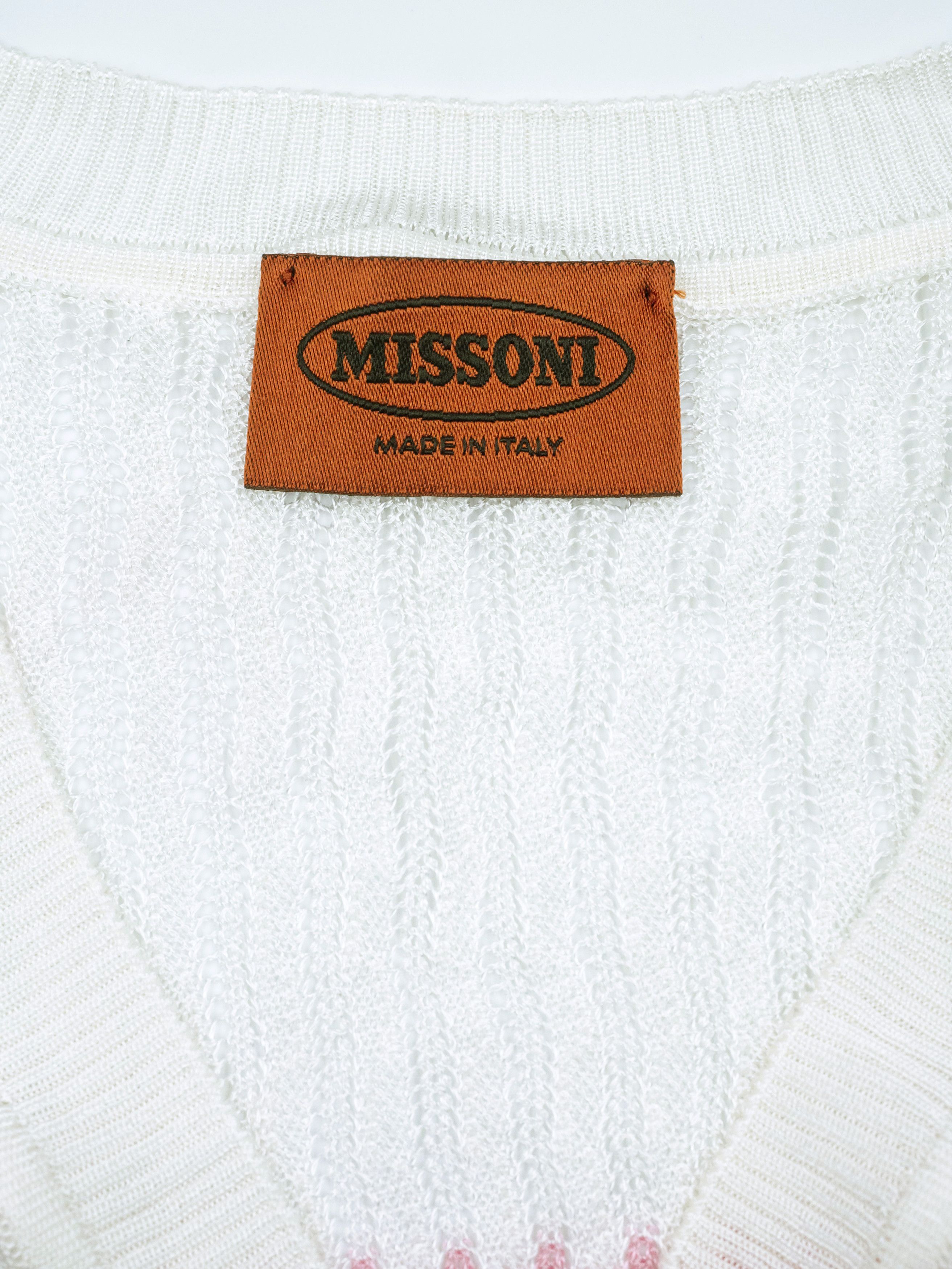 Missoni Missoni White V-neck Knitted Pullover with Mixed Patterns Size XS / US 0-2 / IT 36-38 - 3 Thumbnail