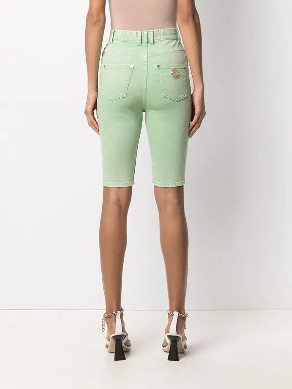 Balmain o1y0625 Denim Short in Light Green Size 27" / US 4 / IT 40 - 3 Thumbnail