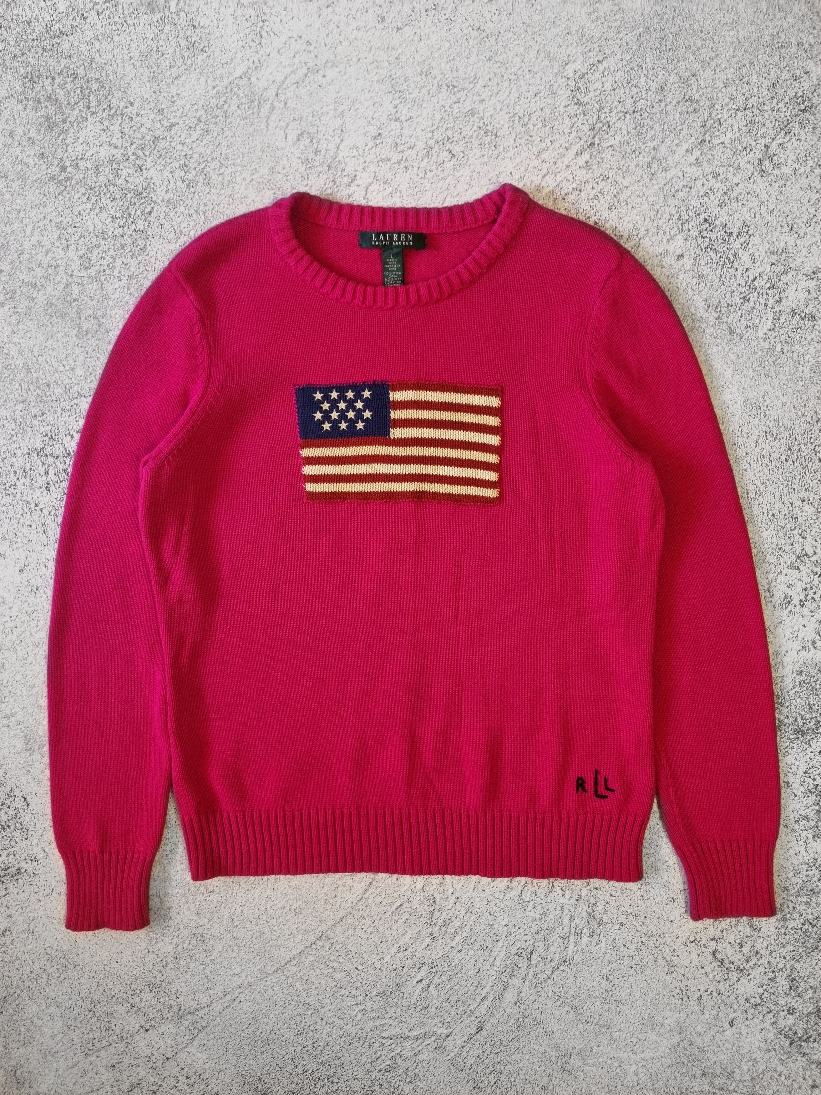 Ralph Lauren Vintage Ralph Lauren USA Flag Sweater Sweatshirt Size L / US 10 / IT 46 - 1 Thumbnail