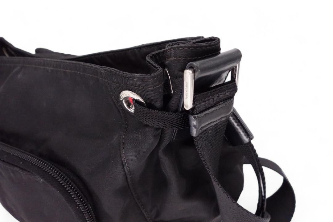 Prada - nylon black shoulder bag vintage archive leather