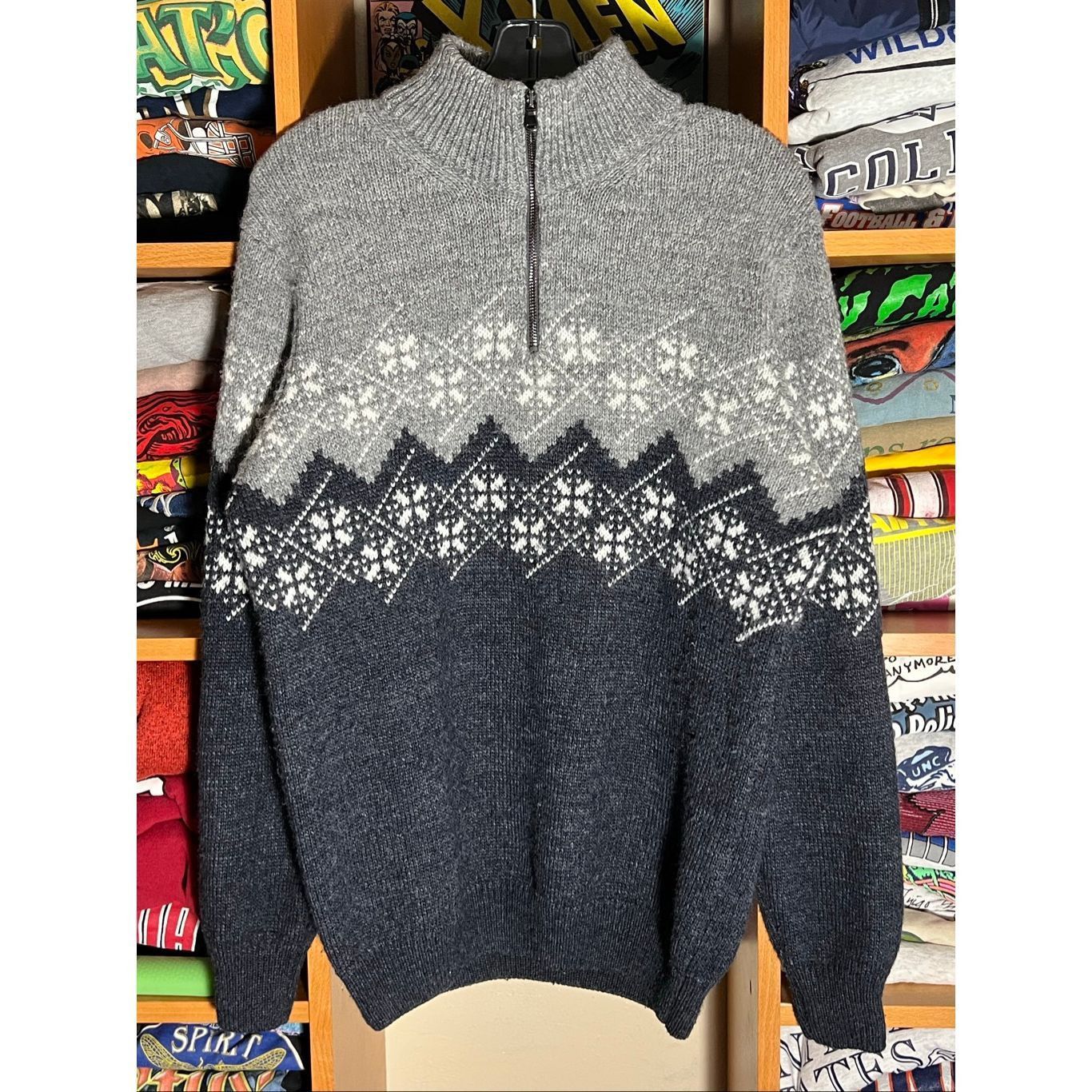 Paolo Mondo Paolo Mondo Italy Fair Isle Wool Blend Quarter Zip Sweater Size US L / EU 52-54 / 3 - 1 Thumbnail
