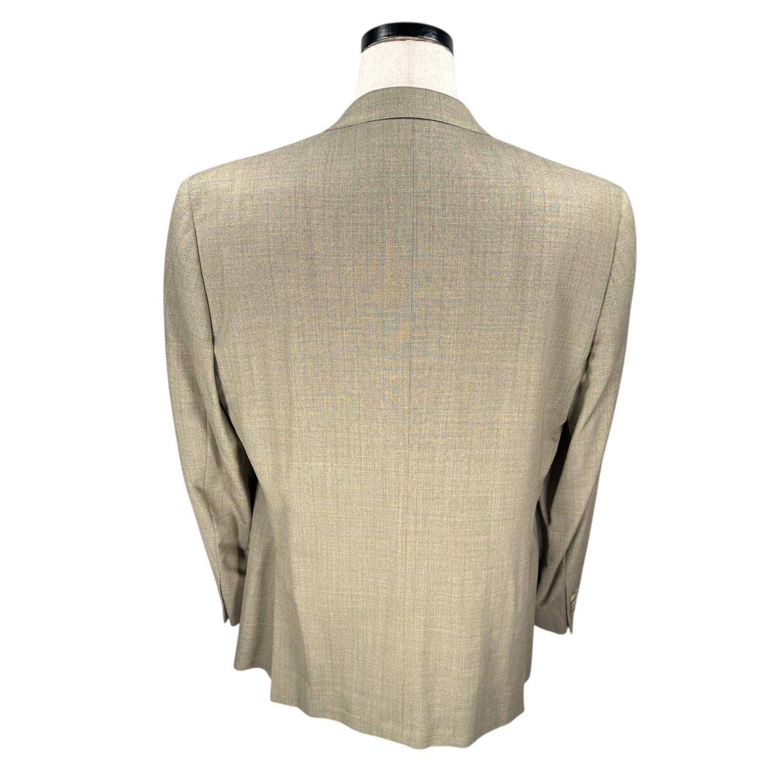 Ermenegildo Zegna Ermenegildo Zegna Blazer Jacket Men 44R Beige Widowpane Wool Size 44R - 5 Thumbnail