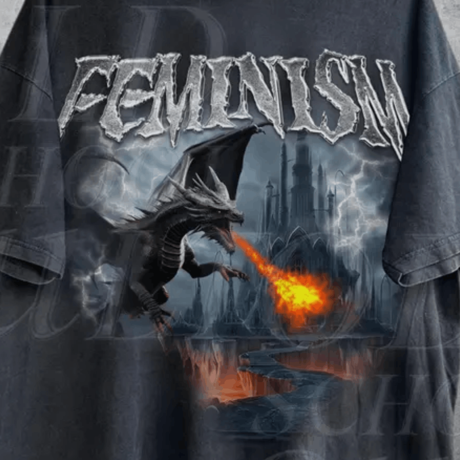 Vintage Feminism Dragon Fantasy Vintage Graphic Shirt, Dragon Shirt Size US L / EU 52-54 / 3 - 2 Thumbnail