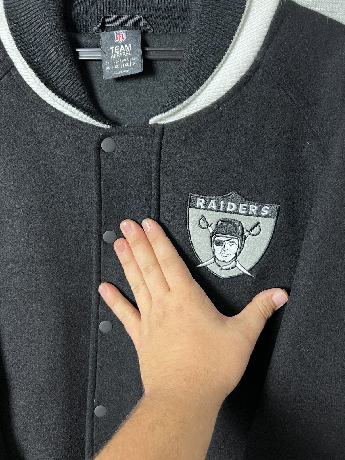 NFL OAKLAND RAIDERS Wool Blend Bomber Jacket Big Logo Size XL Size US XL / EU 56 / 4 - 9 Thumbnail
