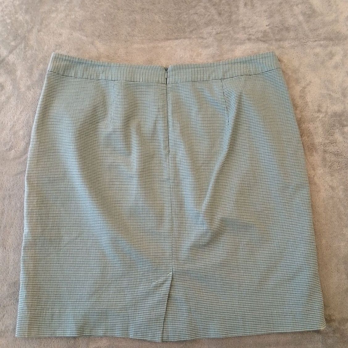 Vintage LL Bean Skirt Knee Length Blue Houndstooth Pockets Lined Slit Size 14 Women Wool Cotton Spandex Regular Straight Pencil Vintage: No Size 36" / US 14 / IT 50 - 2 Thumbnail