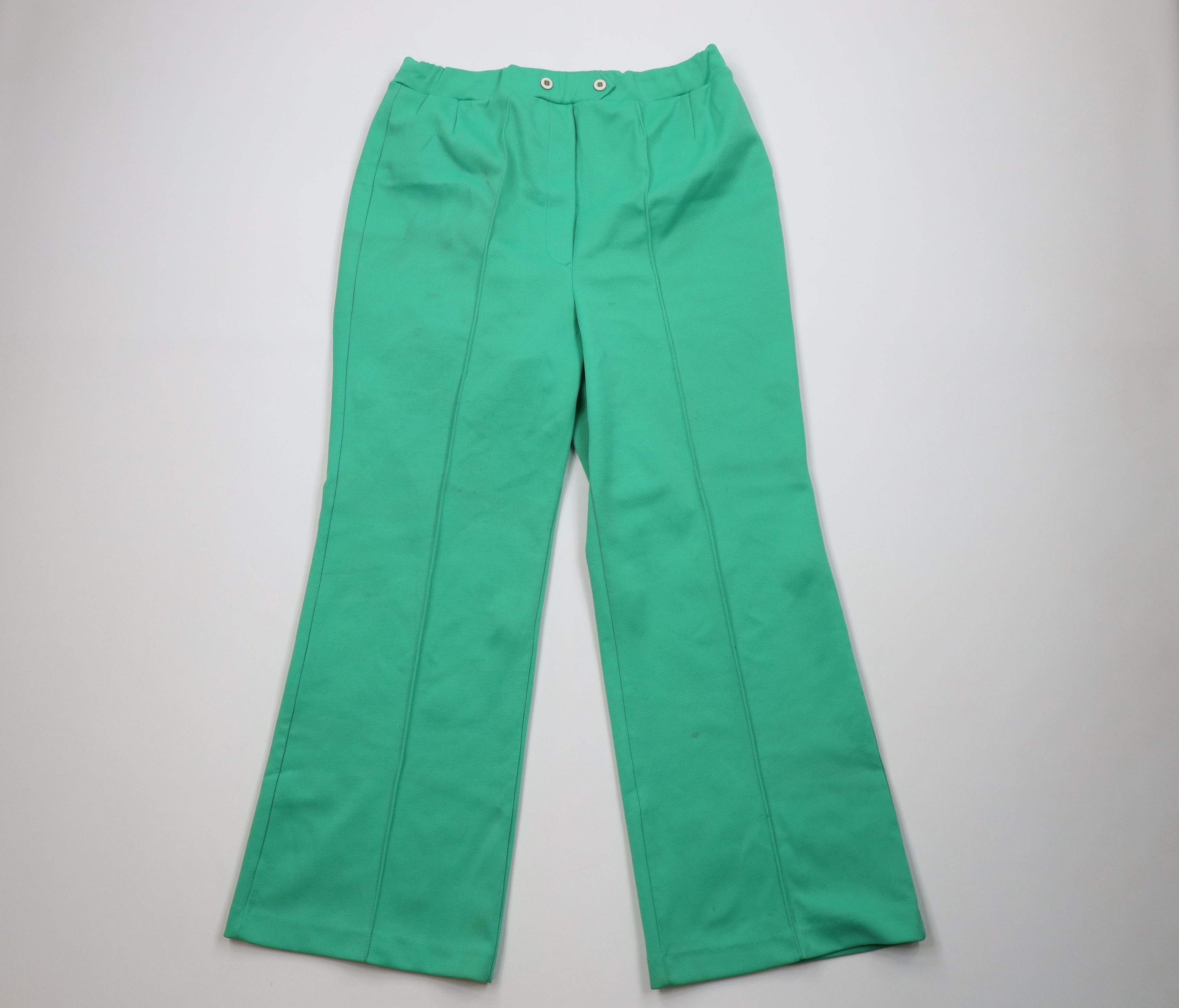Vintage Vintage 70s Streetwear Wide Leg Bell Bottoms Pants Green Size 32" / US 10 / IT 46 - 1 Thumbnail