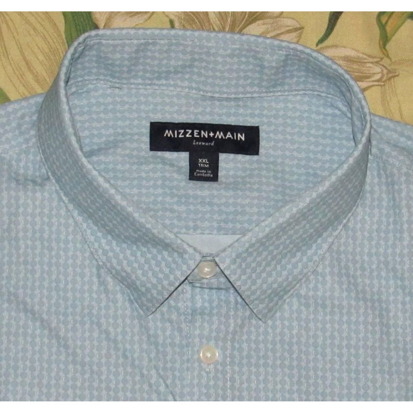 Mizzen+Main MIZZEN + MAIN Blue Printed Long Sleeve Button Down Shirt Trim XXL Mens Size US XXL / EU 58 / 5 - 2 Thumbnail