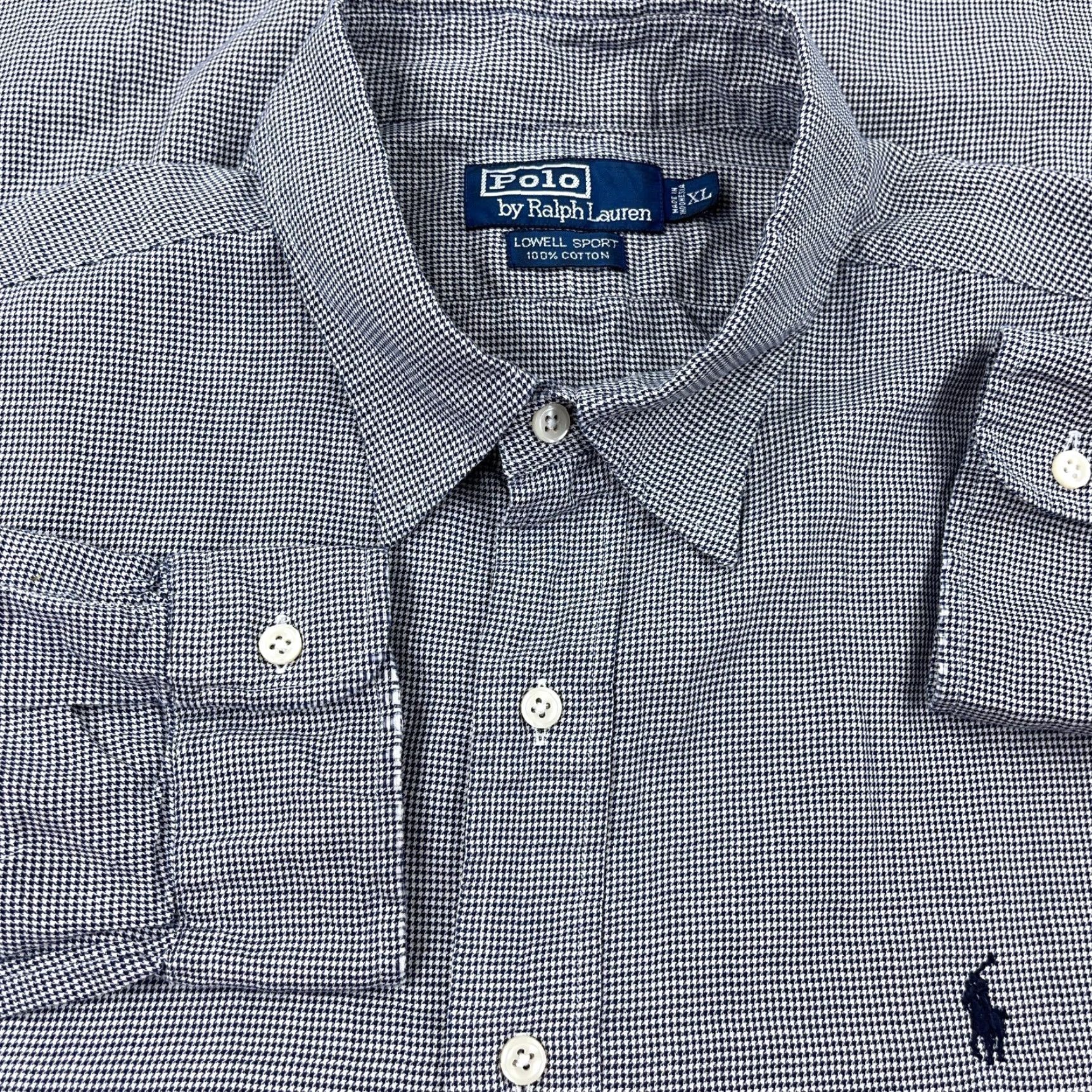 Polo Ralph Lauren VINTAGE Polo Ralph Lauren Shirt Men XL Black Houndstooth Plaid Button-Up Cup Lowell Sport Size US XL / EU 56 / 4 - 3 Thumbnail