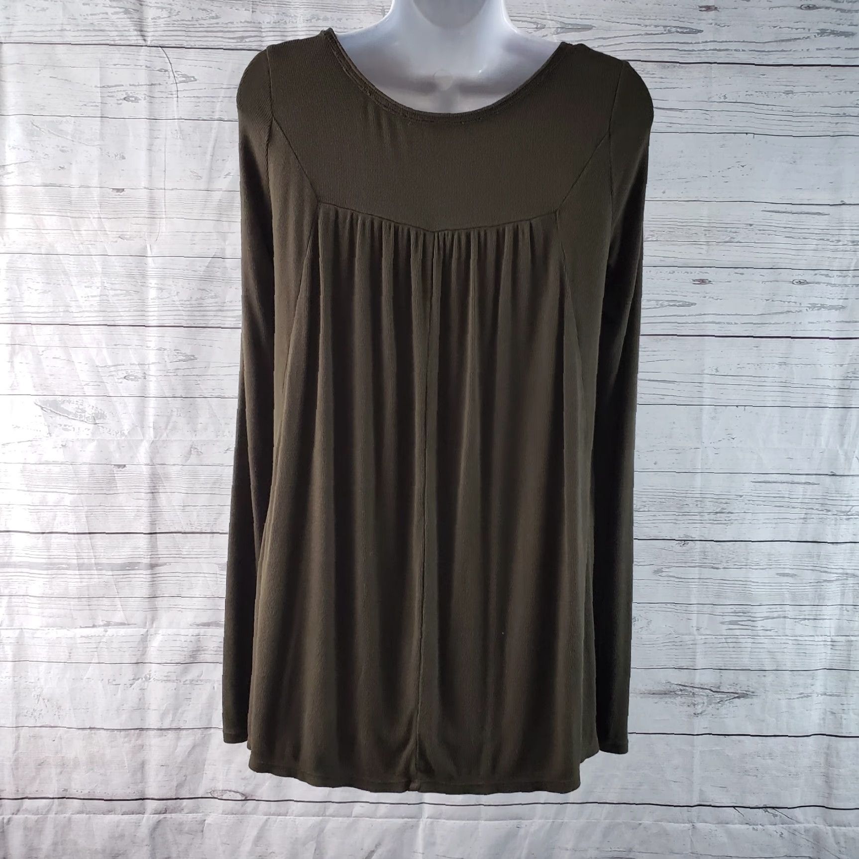 Vintage We The Free Womens Love Valley Top XS Green Ribbed Long Sleeve Rayon Blouse Shirt Woman XS Green Valley Love We The Free Size XS / US 0-2 / IT 36-38 - 4 Thumbnail