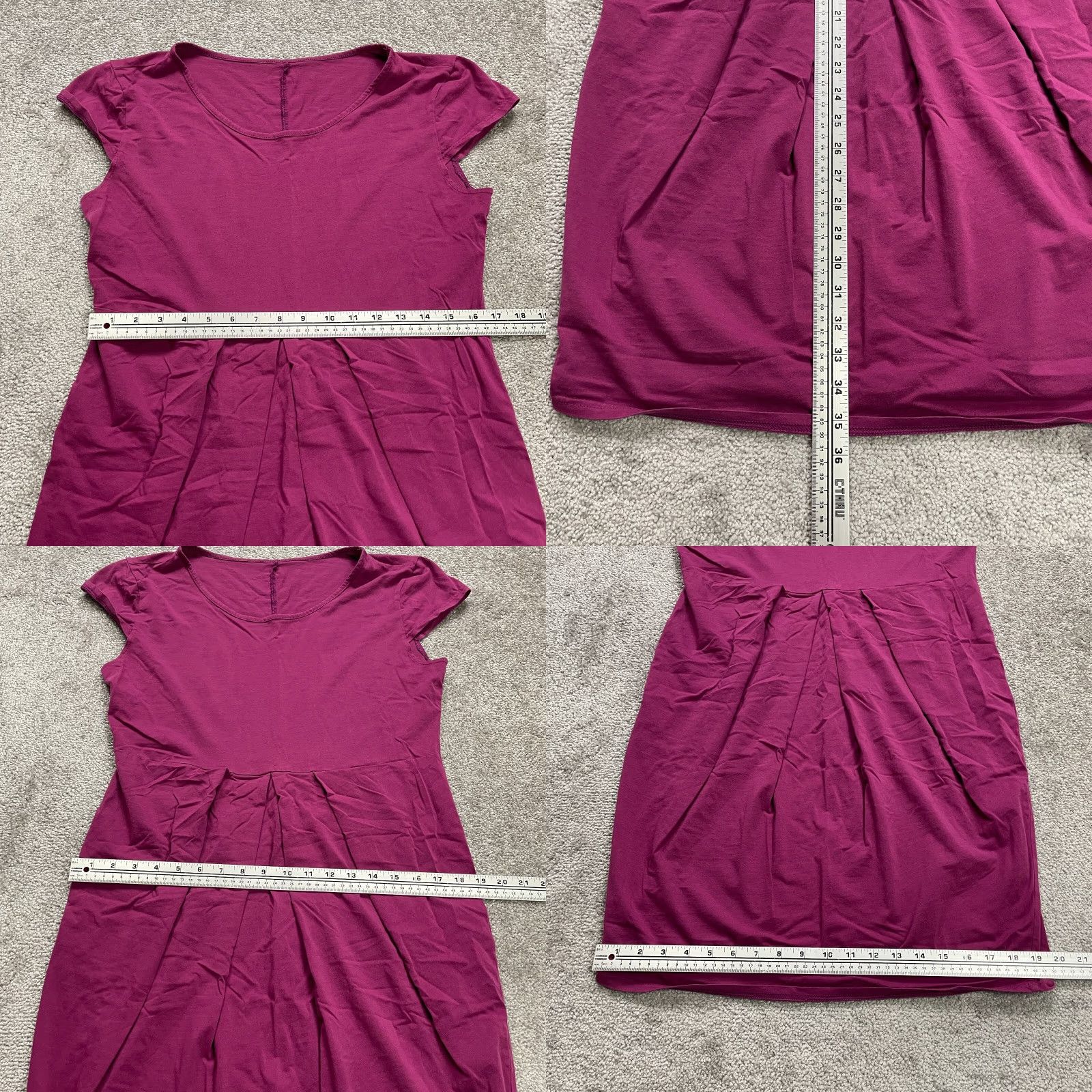 Vintage Unbranded Casual Sheath Dress Womens Medium Solid Purple Cap Sleeve Round Neck Lightweight Midi Size M / US 6-8 / IT 42-44 - 8 Thumbnail