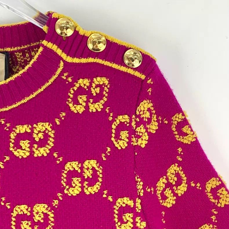 Gucci Gucci 23 purple logo jacquard printed wool round-neck shor Size S / US 4 / IT 40 - 3 Thumbnail