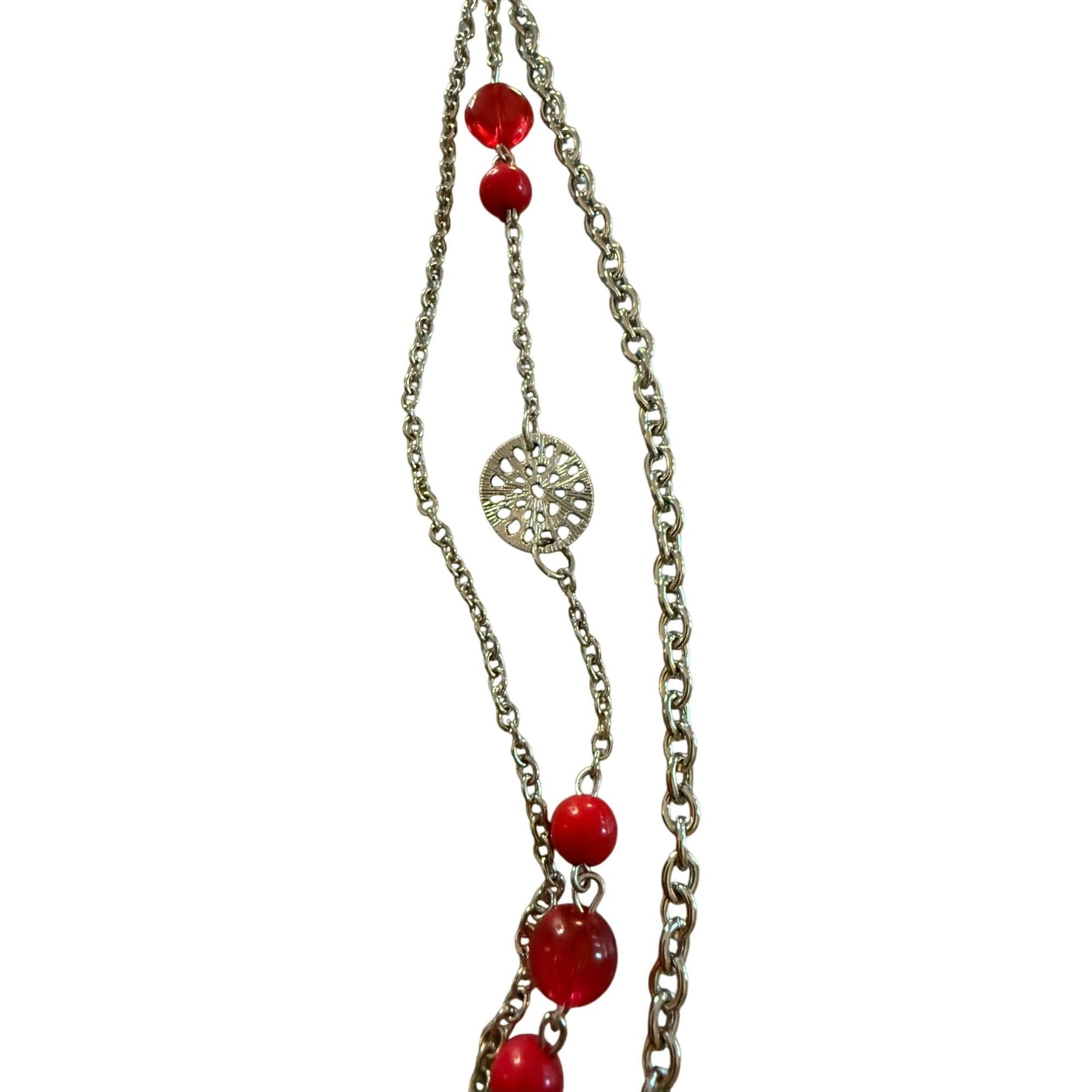 Other New Paparazzi Red Bead Silver Chain Necklace & Matching Earr Size ONE SIZE - 2 Thumbnail