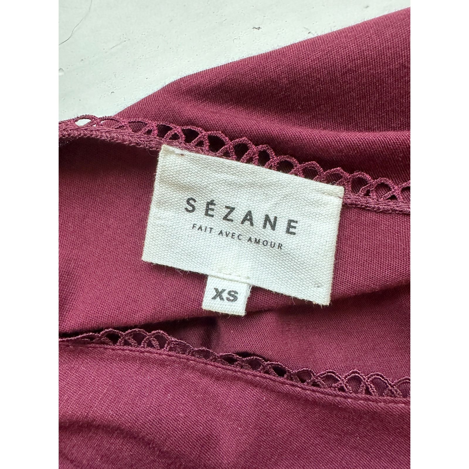 Sezane Sezane Burgundy Thibault Bodysuit Crossover-V Short Sleeve Size 23" - 8 Thumbnail