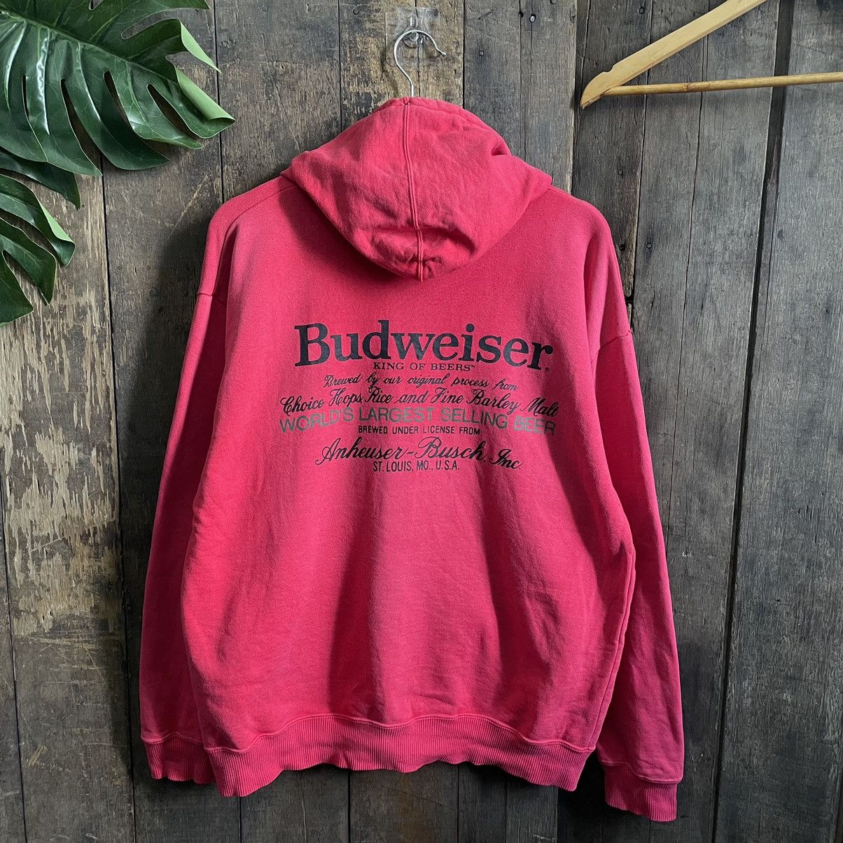image of Budweiser Hoodie in Red, Men's (Size Large)