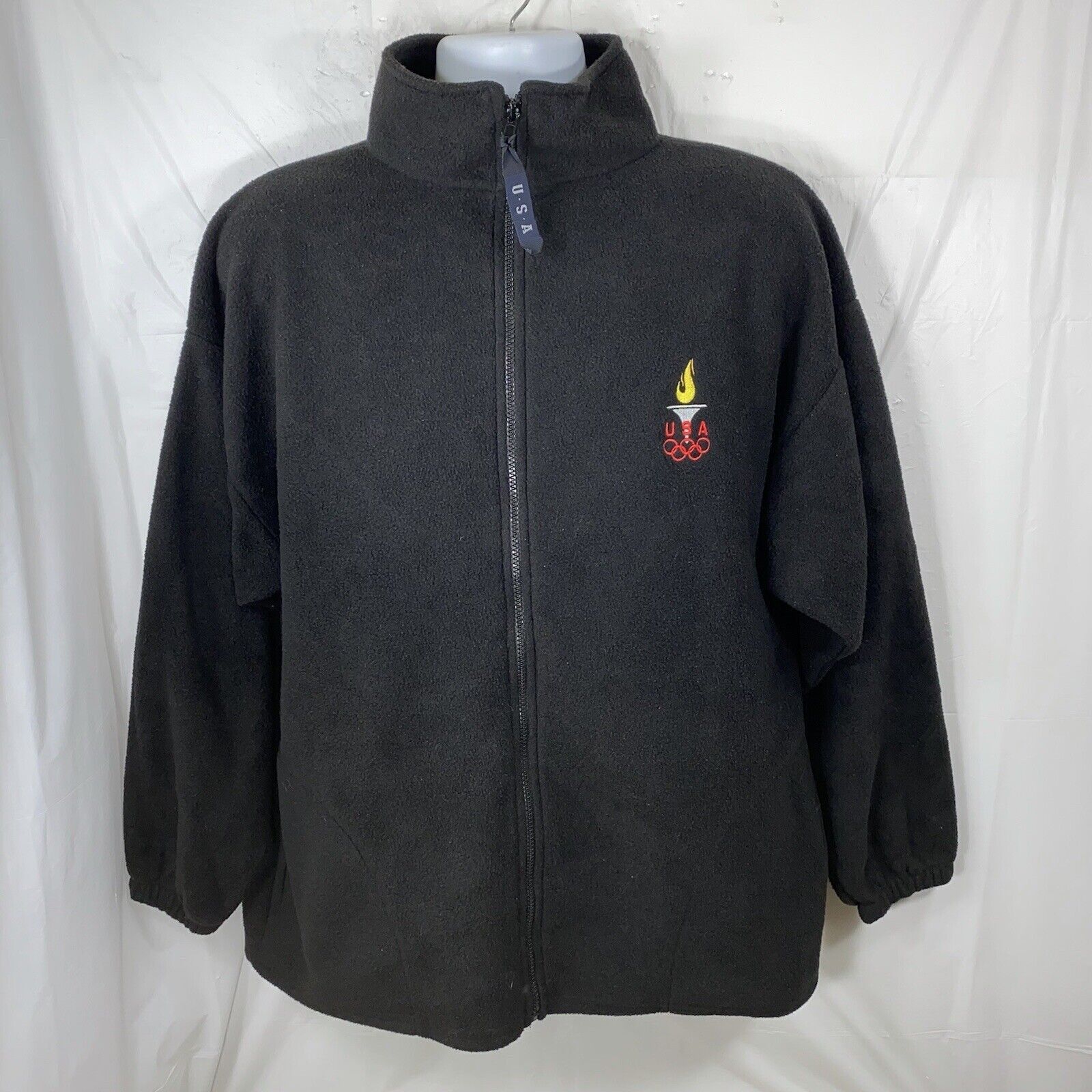 Other Olympics Torch XL Black Fleece Full Zip Sweatshirt USA Made Size XL / US 12-14 / IT 48-50 - 1 Thumbnail