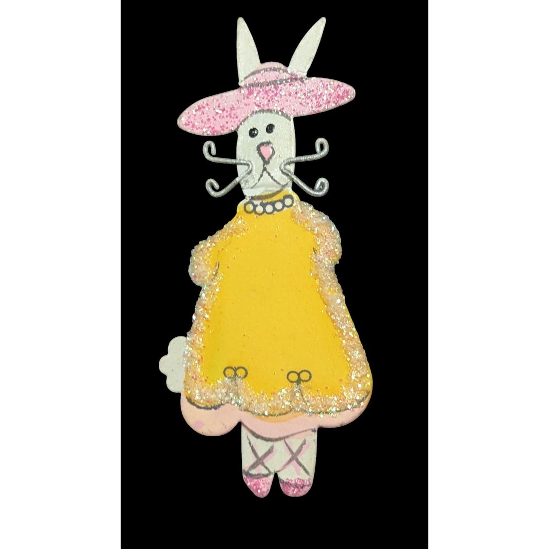 Other Vintage Easter Bunny In Yellow Dress Spring Themed Brooch Size ONE SIZE - 1 Thumbnail
