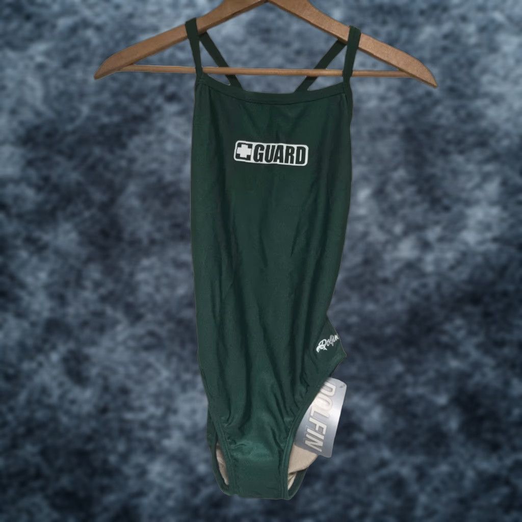Vintage DOLFIN Lifeguard One Piece Green White 32 NWT Womens Guard DBX Back 1-Piece Size XXS / US 00 / IT 34 - 1 Thumbnail