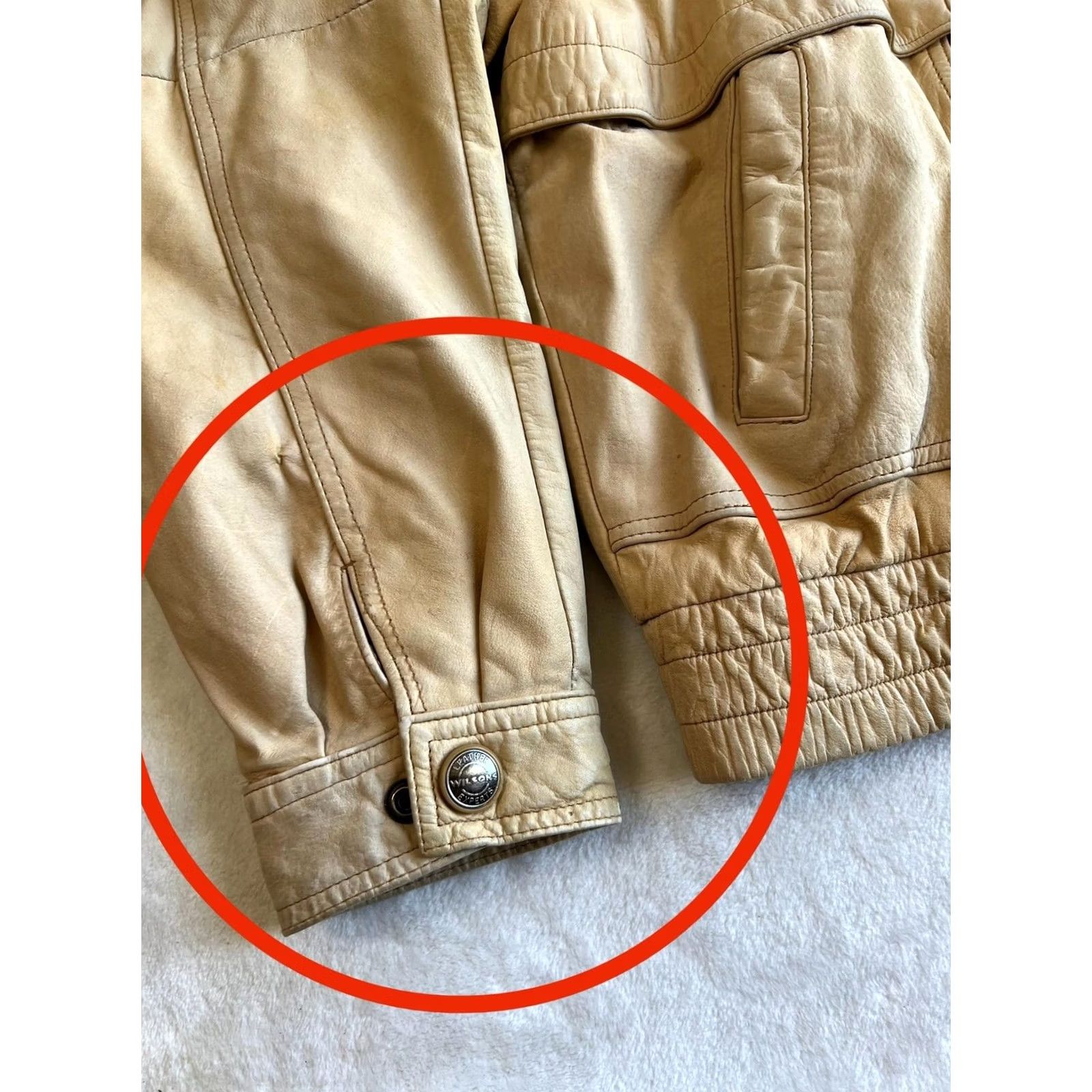 Vintage VINTAGE Wilsons Leather Jacket Mens Large Beige Bomber Elastic Hem Size US L / EU 52-54 / 3 - 4 Thumbnail
