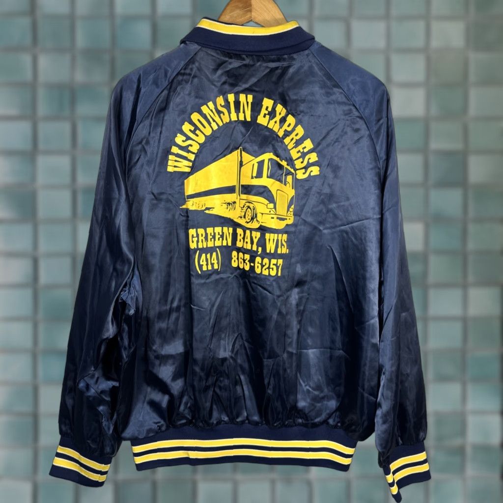 Express VINTAGE Aristo Jac Satin Bomber Jacket Blue XL Men Regular Size 80s 90s Logo Size US XL / EU 56 / 4 - 1 Thumbnail
