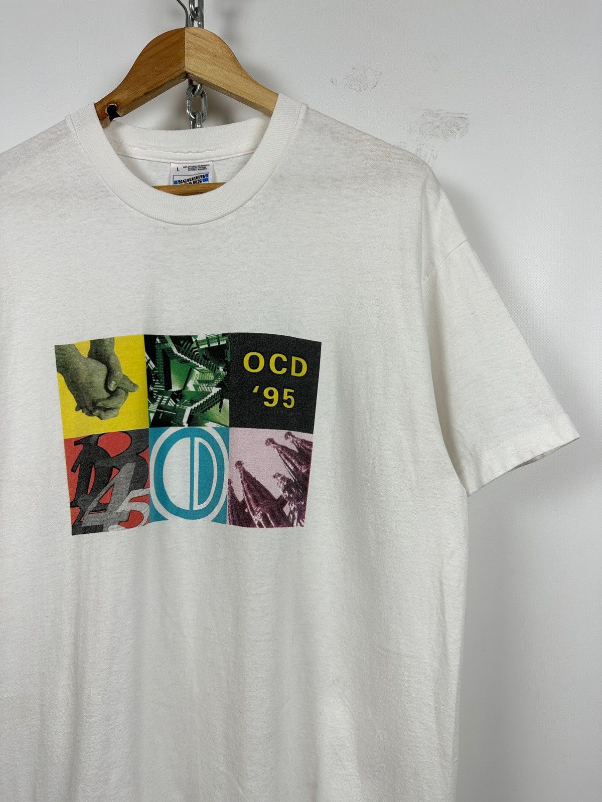 Vintage 1995 Vintage Pfizer OCD Single Stitch White T-Shirt Size US L / EU 52-54 / 3 - 6 Thumbnail