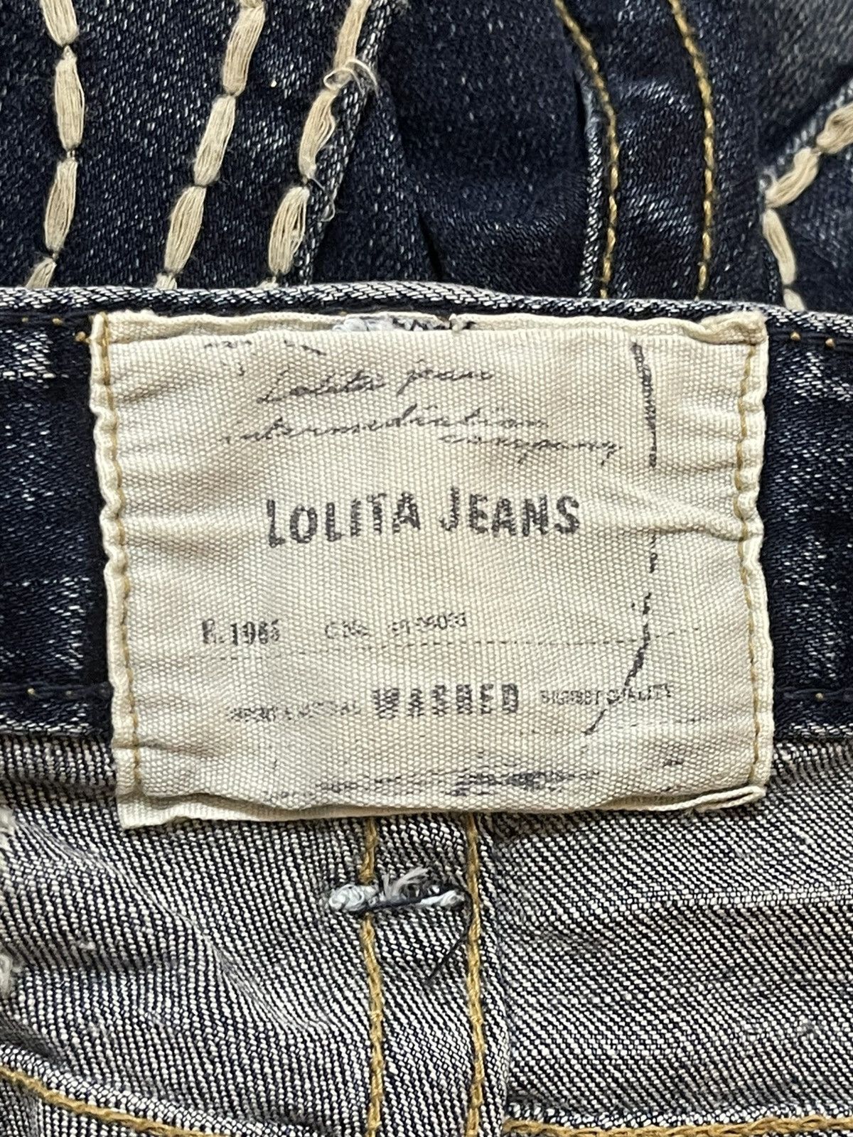 If Six Was Nine Vintage Y2K Lolita Faded Wash Whiskers Spiral Wide Leg Flare Size US 33 - 9 Thumbnail