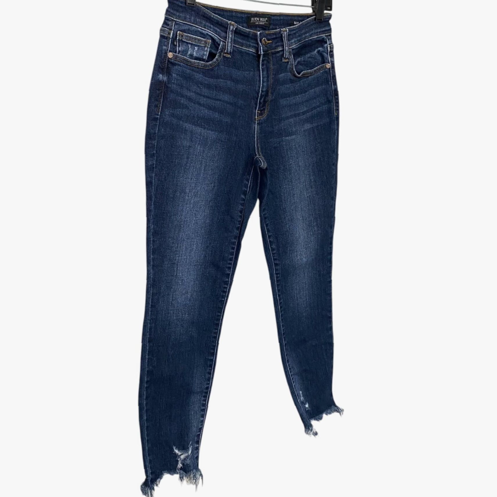 Vintage Judy Blue Mid-Rise Destroyed Slim Fit Jeans Women's Size 27 Distressed Raw-Hem Jeans Size 27" / US 4 / IT 40 - 3 Thumbnail