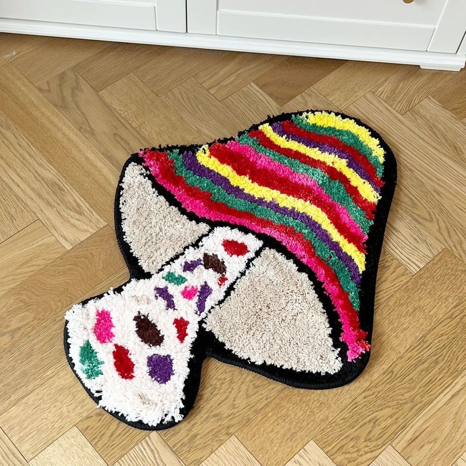 Designer Handmade Colorful Mushrooms Doormat Tufted Rug Carpet Size ONE SIZE - 3 Thumbnail