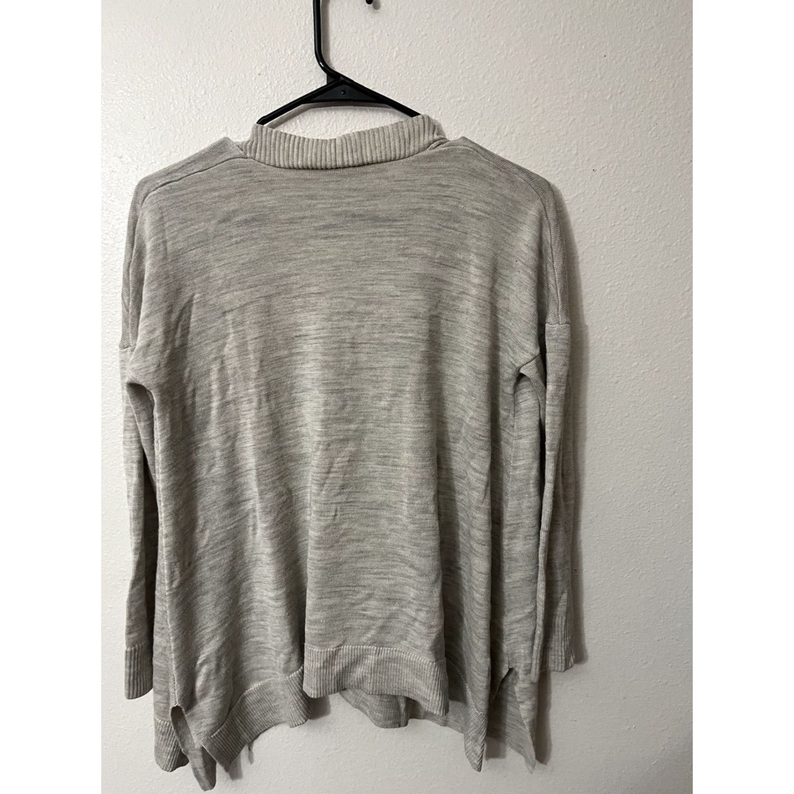 Ann Taylor VINTAGE Ann Taylor LOFT Cardigan Sweater Gray Open Front Long Sleeve PXS Petite Womens Wool/Cotton Blend, Open Front, Gray Size XS / US 0-2 / IT 36-38 - 6 Thumbnail