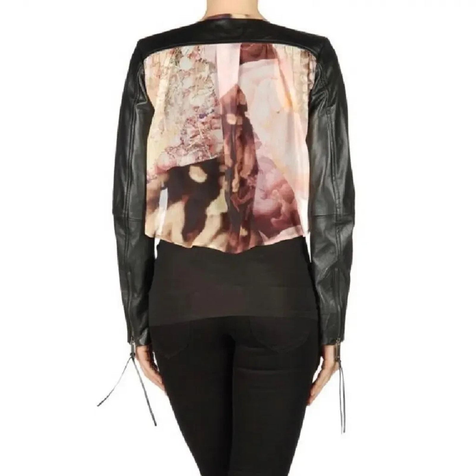 Diesel Diesel Women Leather Biker Jacket Lond Sleeve Size M A000610 Size M / US 6-8 / IT 42-44 - 2 Thumbnail