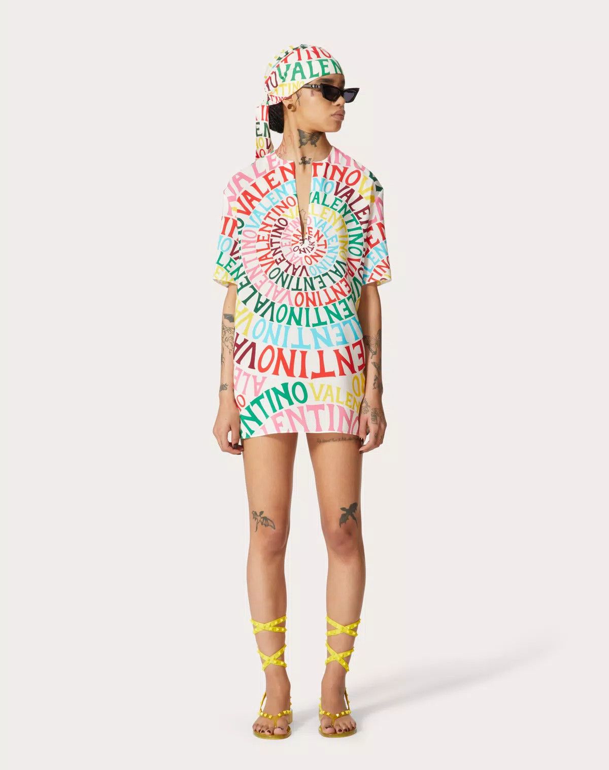 Valentino o1s1wg110625 Loop Crepe De Chine Dress in Multicolor Size M / US 6-8 / IT 42-44 - 4 Thumbnail