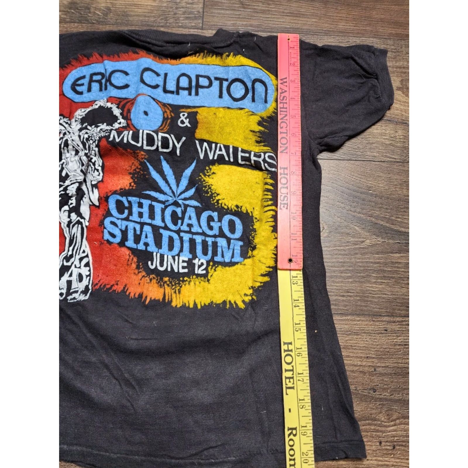 Vintage VINTAGE 70s Eric Clapton Muddy Waters Concert T Shirt Black XS Distressed Fantasy Screen Stars Cotton Size US XS / EU 42 / 0 - 3 Thumbnail