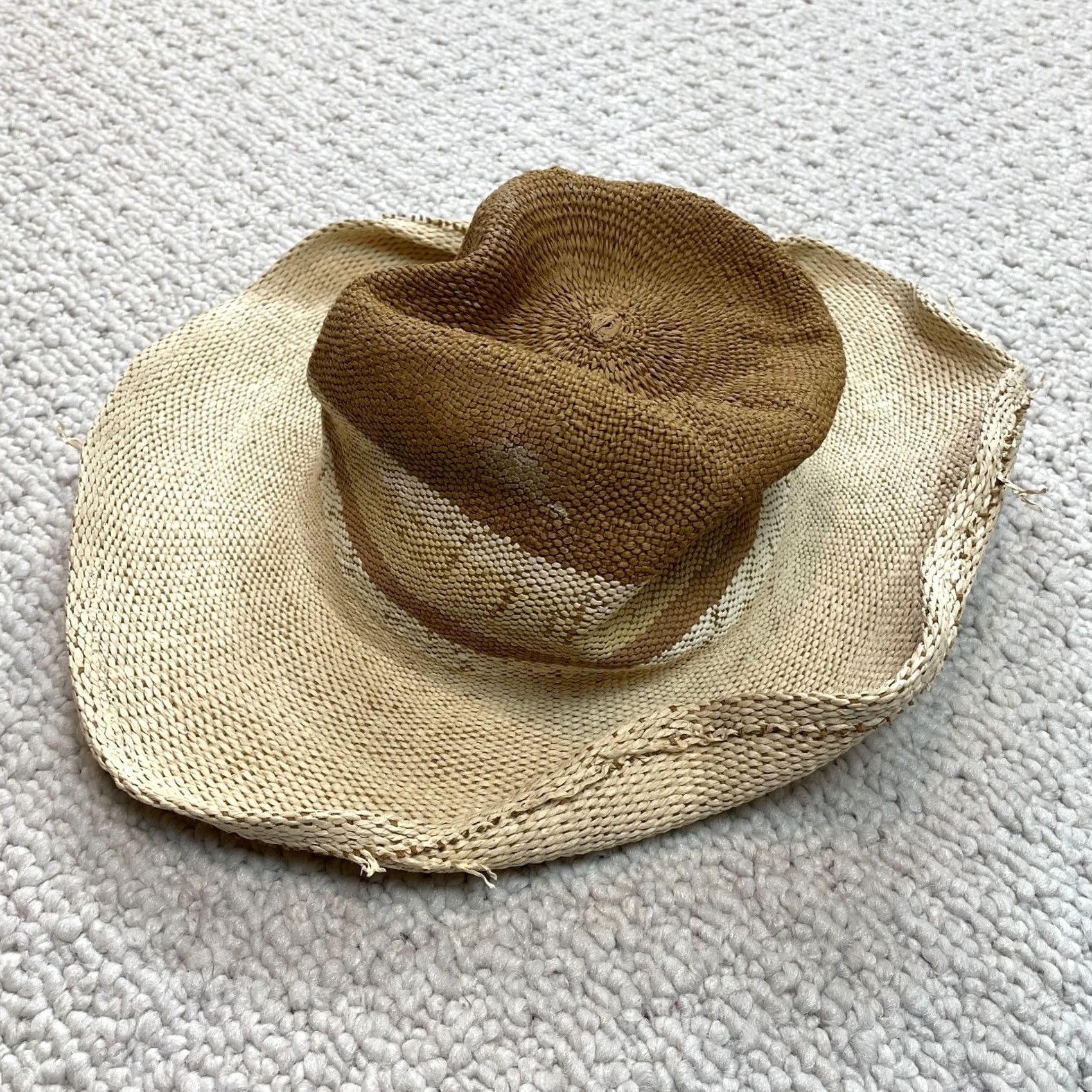 Vintage San Diego Hat Co. Sun Hat Womens One Size Yellow Paper Panama Curved Brim Straw Lightweight Wide Brim Size ONE SIZE - 6 Thumbnail