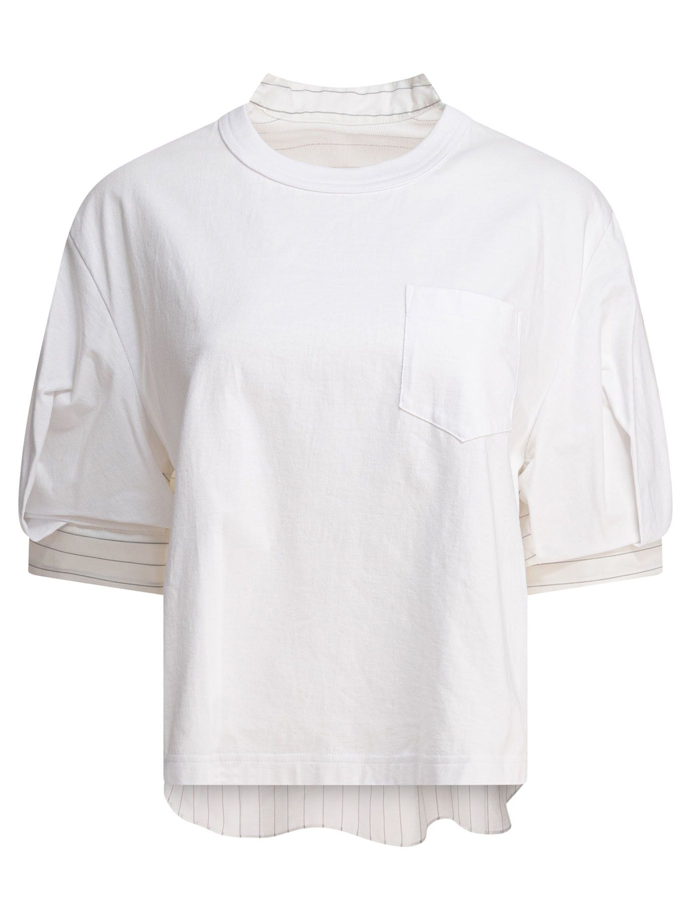 Sacai Spun Organza And Cotton Jersey T-Shirt Size L / US 10 / IT 46 - 1 Thumbnail