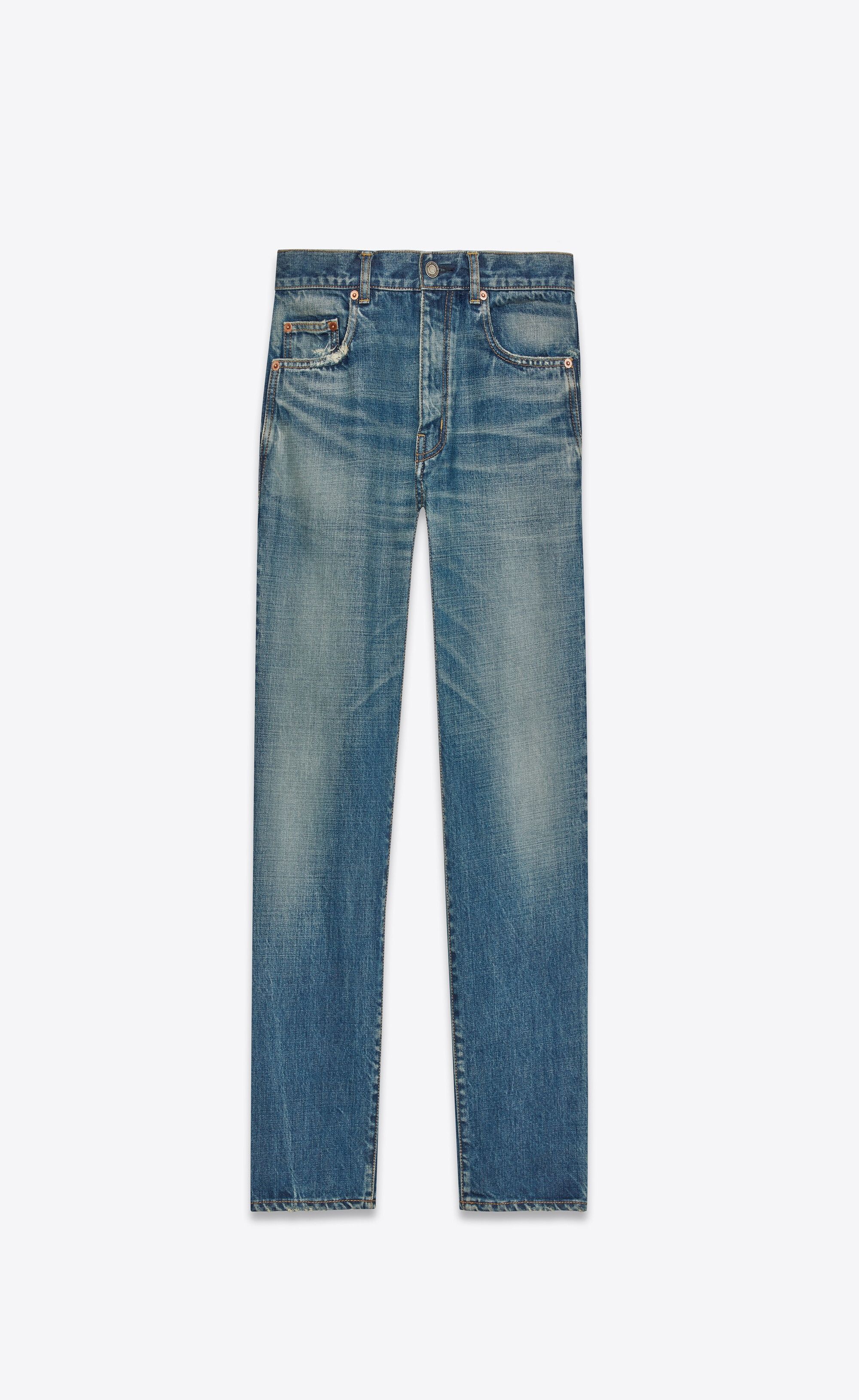 Saint Laurent Paris o1s1wg110125 712392 Straight Jeans in Denim in Vintage Blue Size 29" - 1 Thumbnail