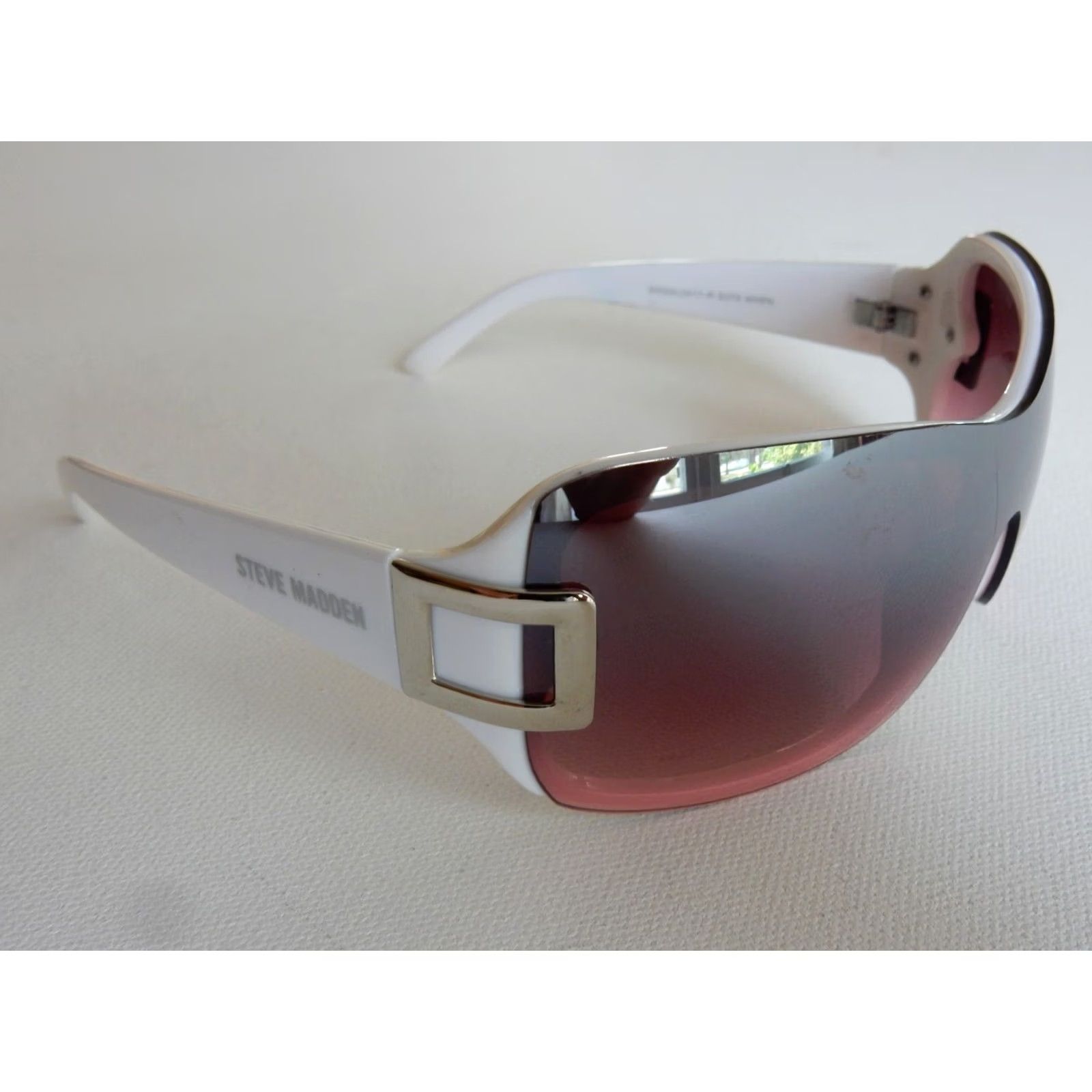 Steve Madden Steve Madden Sunglasses Women Shield SRSML0417 White Pink Lens Crack Lens Size ONE SIZE - 2 Thumbnail