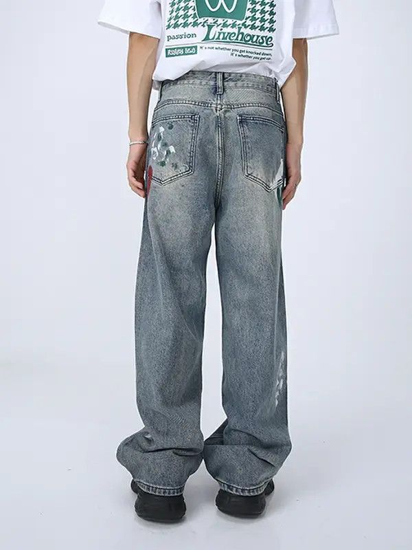 VIBE distressed grunge faded paint baggy jeans Size US 30 / EU 46 - 4 Thumbnail